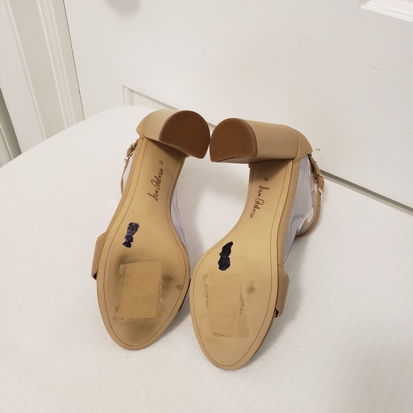 EC Sam Edelman Nude Ankle Strap "Yaro" Block Heel Sandals Size 9.5 Leather - Picture 8 of 14